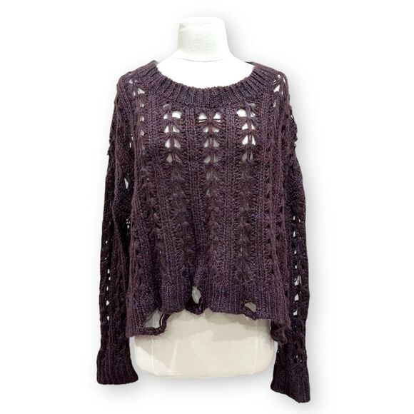 Altar’d State Distressed Open Knit Oversized Sweater Size Small - Picture 2 of 11